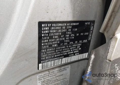 2013 Volkswagen Tiguan S/Se/Sel z USA, uszkodzony, nr VIN WVGBV7AX0DW552855